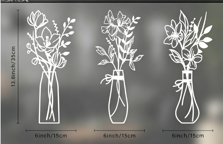 Decoración de Pared Flores de Metal 3 Piezas – Arte Minimalista Moderno para Interiores