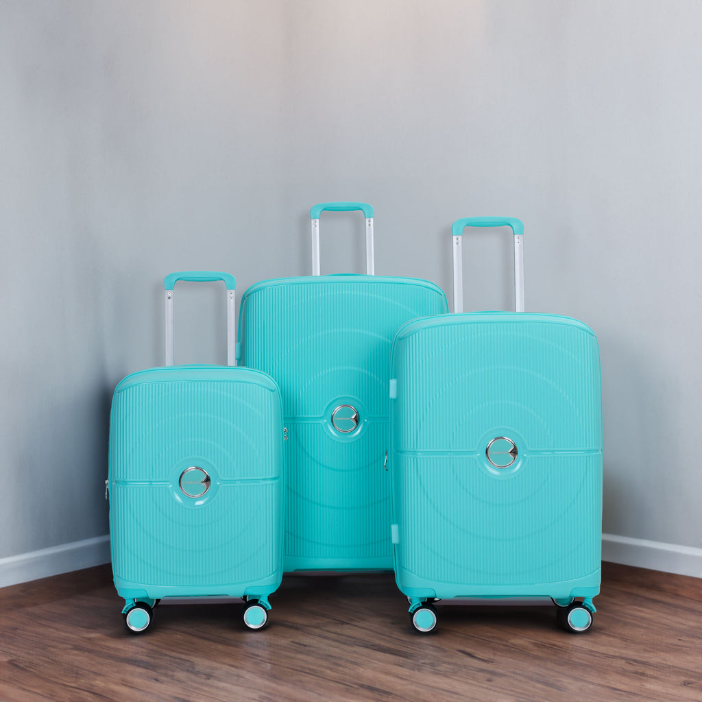 Set de Maletas 3 Piezas PP Hardshell Ruedas Dobles Expandible con Candado TSA 20/24/28 Azul Lago