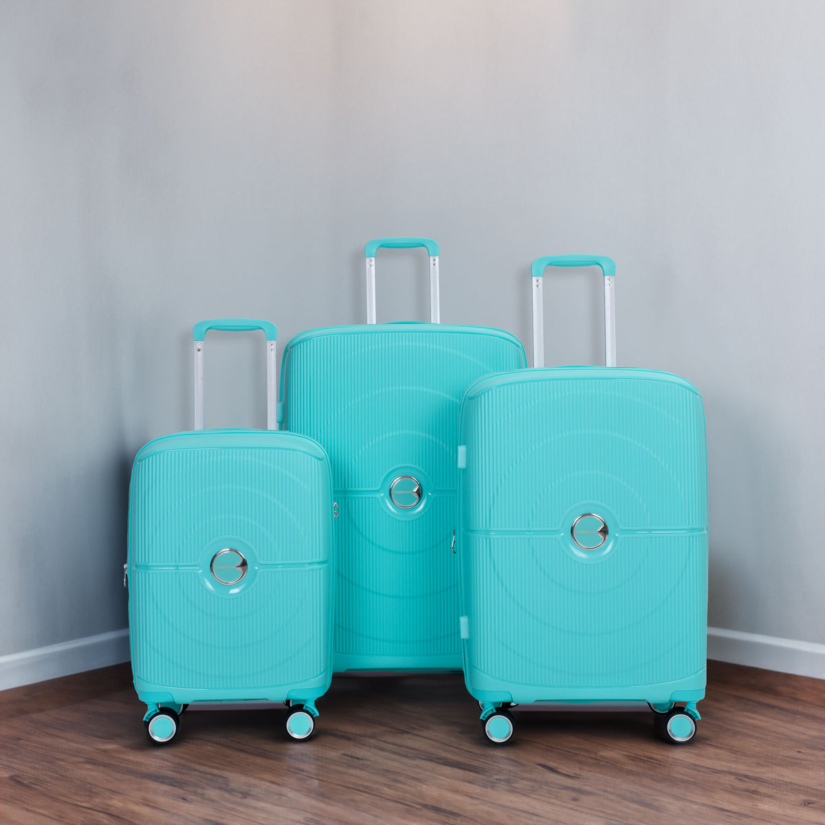 Set de Maletas 3 Piezas PP Hardshell Ruedas Dobles Expandible con Candado TSA 20/24/28 Azul Lago