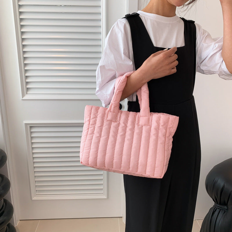Bolsa Tote Oxford Acolchada Bordada Cierre Magnético Urban Minimalist 5 Colores Uso Diario