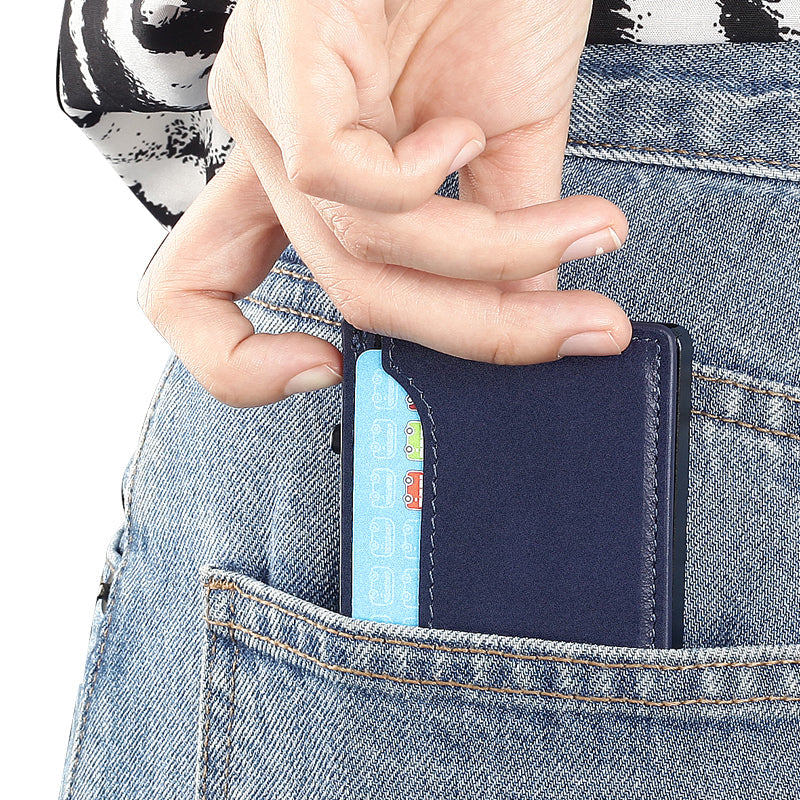 Cartera TOYFID con Cubierta de PU, Aluminio Pop-Up y Porta Tarjetas para Hombre