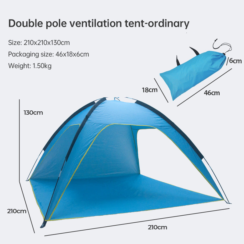Carpa de Playa Apertura Rápida 3-4 Personas Protector Solar 3 Ventilaciones Camping | Estándar y Premium