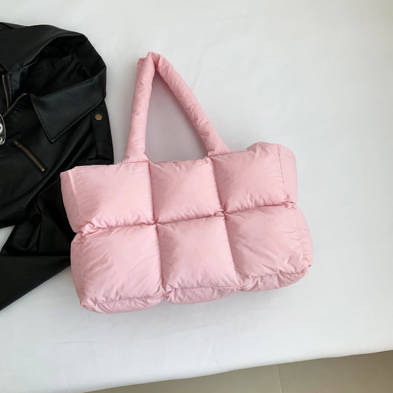 Bolsa Tote Acolchada Quilted Mujer Gran Capacidad Cierre Cremallera Street Trendy 8 Colores 39x25x13cm
