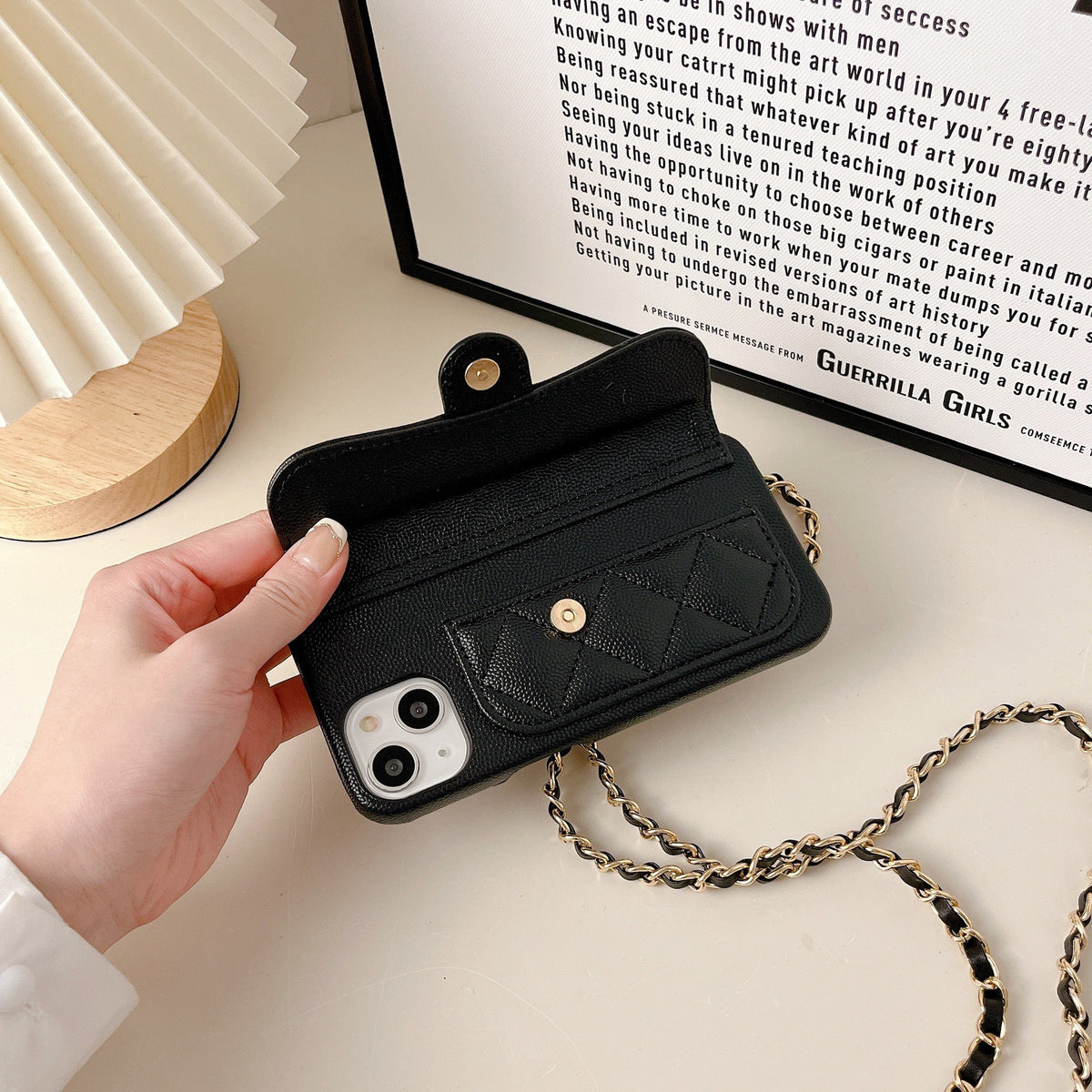Funda iPhone 17 Pro Max Estilo Chanel Cartera de Piel con Tarjetero y Diseño Vintage | Compatible iPhone 16, 15, 14