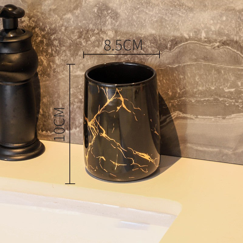 Set Vasos Cerámica Premium Baño Pareja Diseño Mármol Multifunción 8.5x10cm 4 Colores