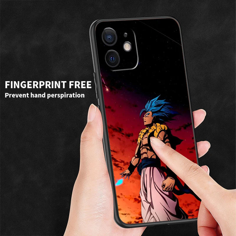 Funda Dragon Ball Z Arte Japonés para iPhone 6 7 8 Plus X XR XS 11 12 13 14 15 Pro Max – Negro