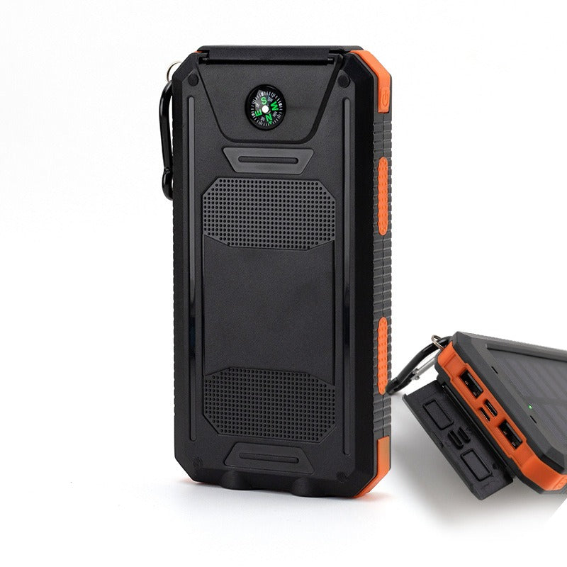 Power Bank Solar 20000mAh Impermeable con Brújula Integrada Carga Rápida para Outdoor y Camping