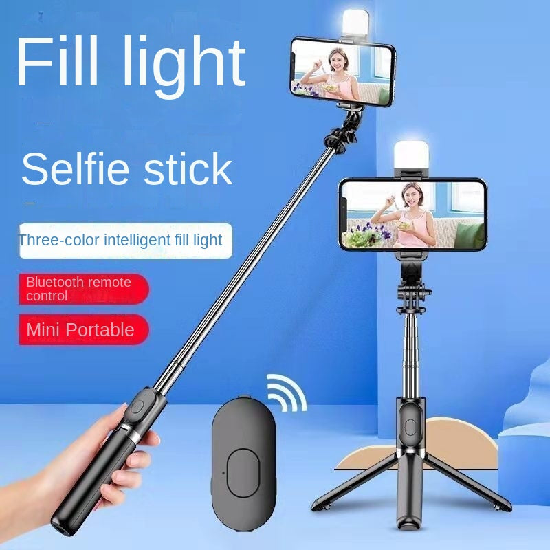 Selfie Stick Bluetooth Extensible con Luz de Relleno LED Trípode Universal para Streaming y Live