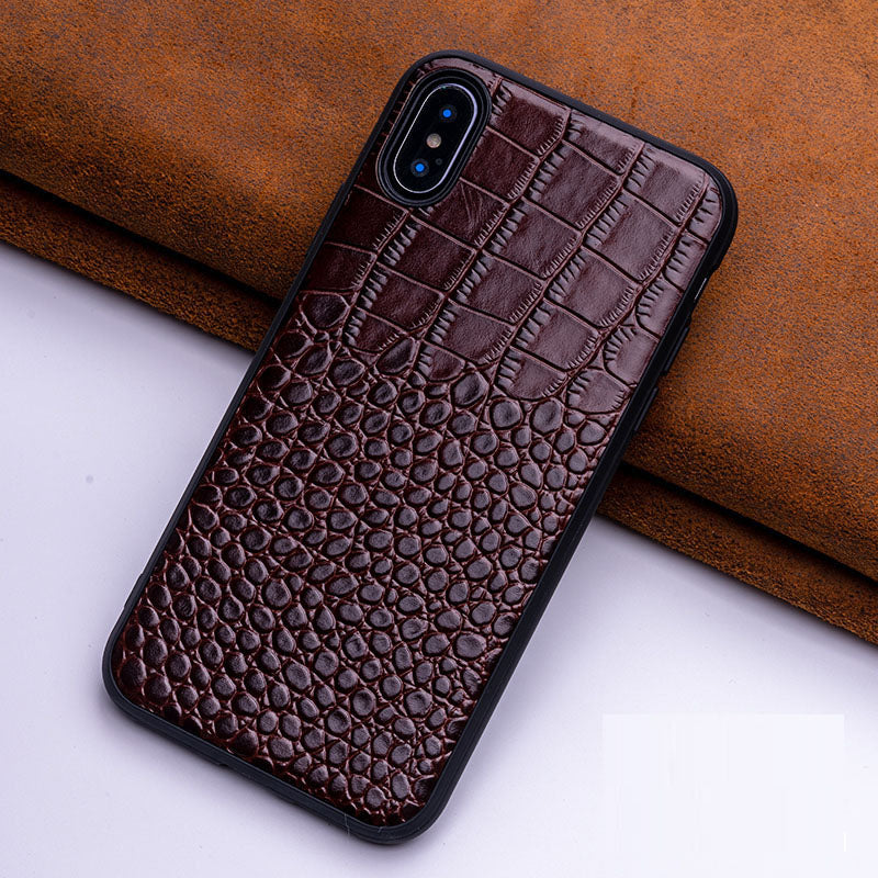 Funda de Piel Genuina con Patrón Cocodrilo para iPhone 6–16 Pro – Cobertura Total, Estilo Retro, 5 Colores