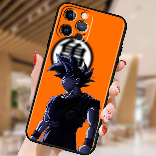 Funda Dragon Ball Z Arte Japonés para iPhone 6 7 8 Plus X XR XS 11 12 13 14 15 Pro Max – Negro