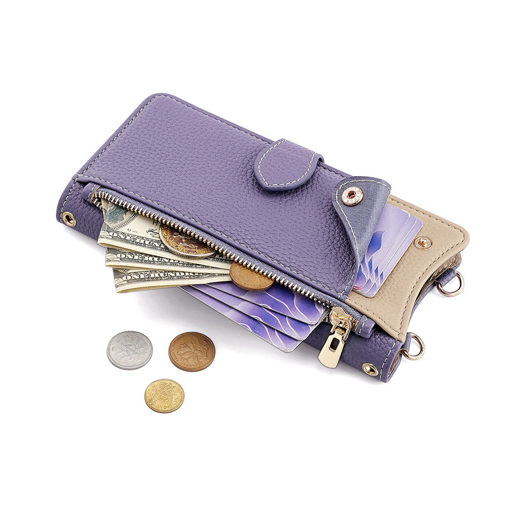 Funda Tipo Libro con Espejo y Bandolera para iPhone 6–17 Pro Max – TPU + PU, Porta Tarjetas, Soporte