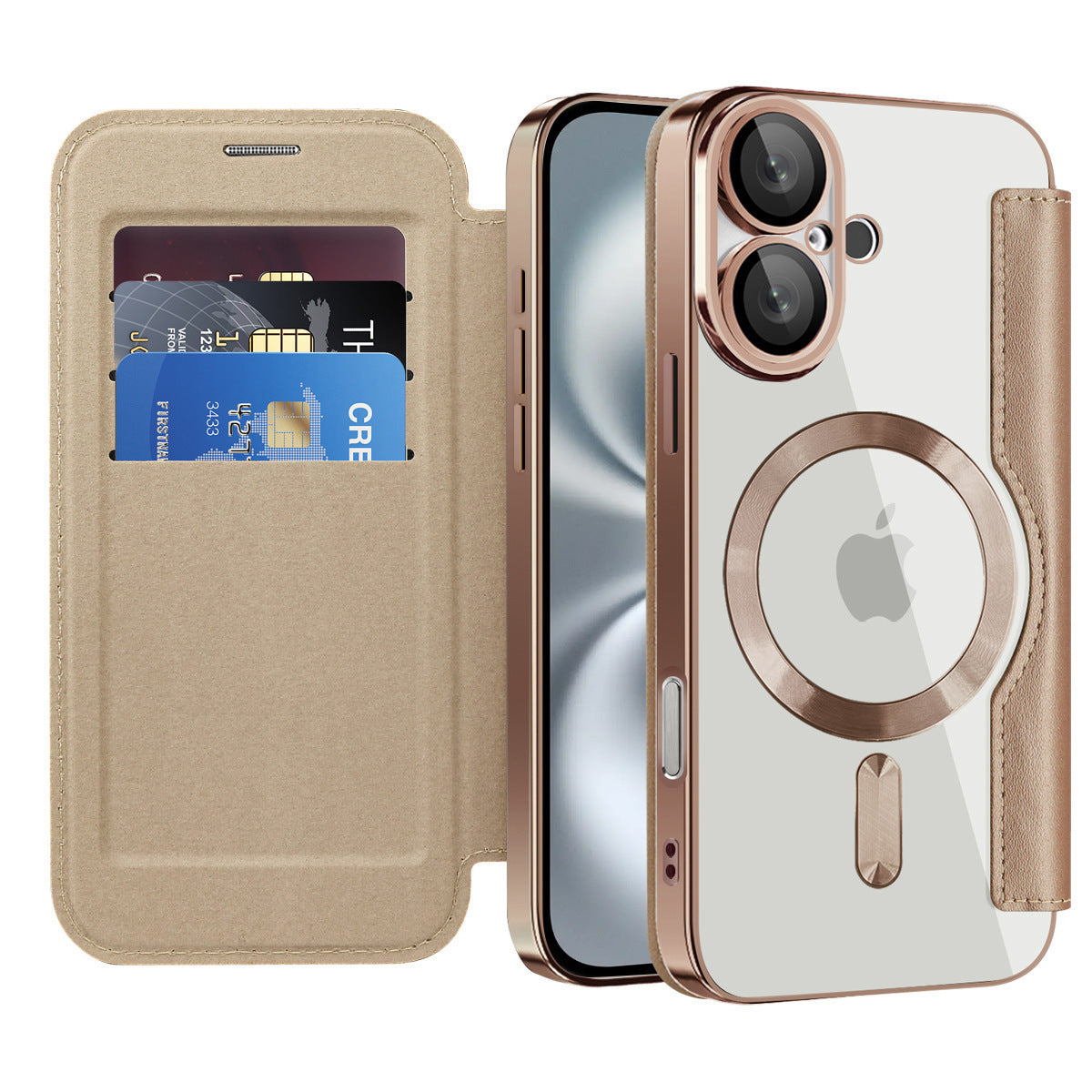 Funda Tipo Libro Magnética Electrogalvanizada para iPhone 11–16 – TPU + Piel, Cobertura Total, 9 Colores