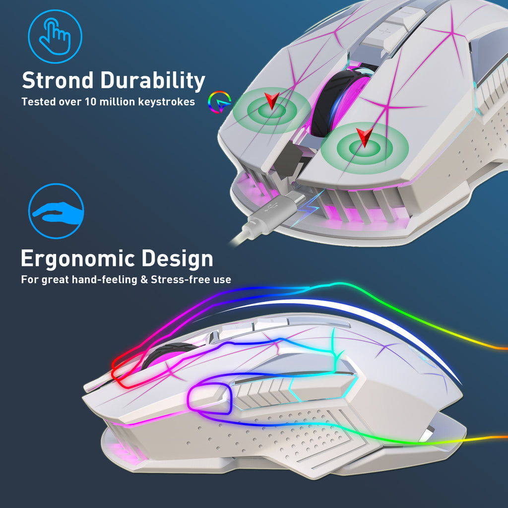 Mouse Inalámbrico 2.4G con Retroiluminación RGB 7 Colores para Laptop, Oficina y Gaming