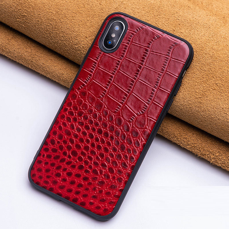 Funda de Piel Genuina con Patrón Cocodrilo para iPhone 6–16 Pro – Cobertura Total, Estilo Retro, 5 Colores