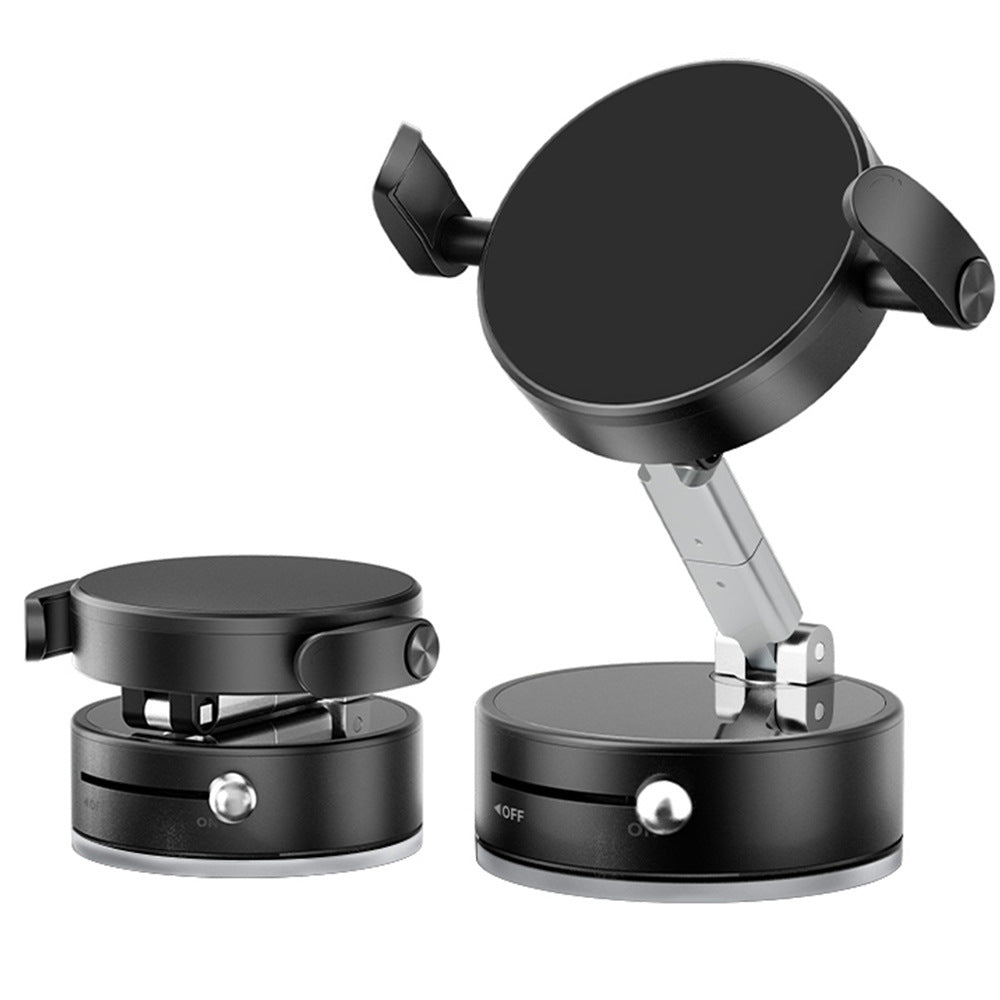 Soporte de Teléfono por Vacío con Ventosa Magnética – ABS + Aluminio, Universal, Negro/Blanco