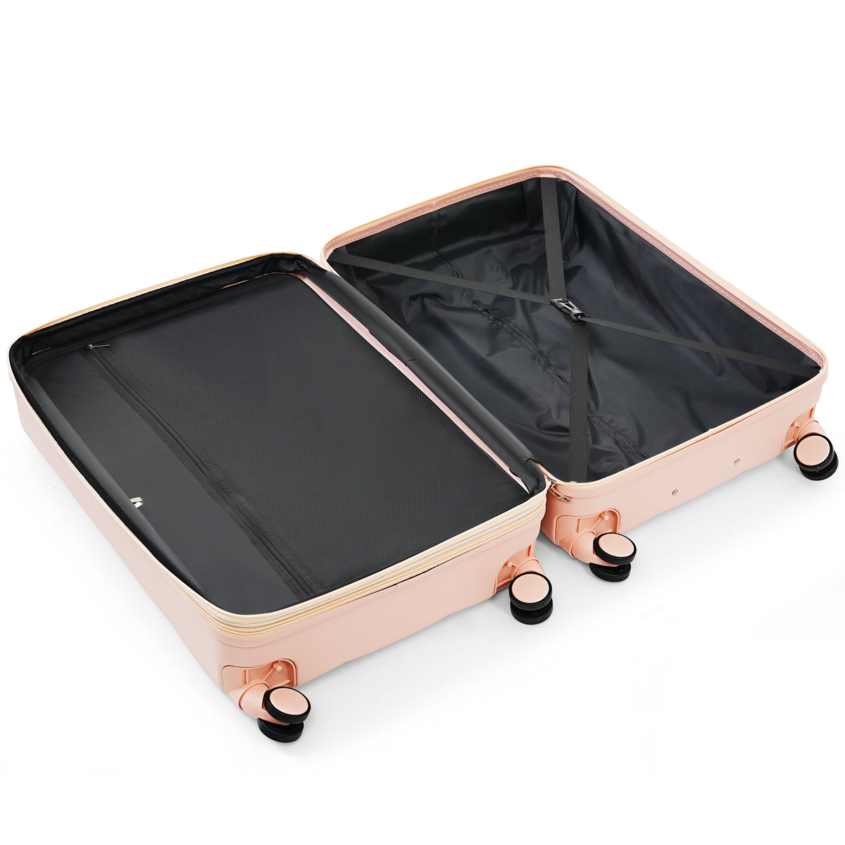 Set 3 Maletas ABS Rosa con Puerto USB Portavasos Ruedas Spinner Candado TSA Expandible 20/24/28