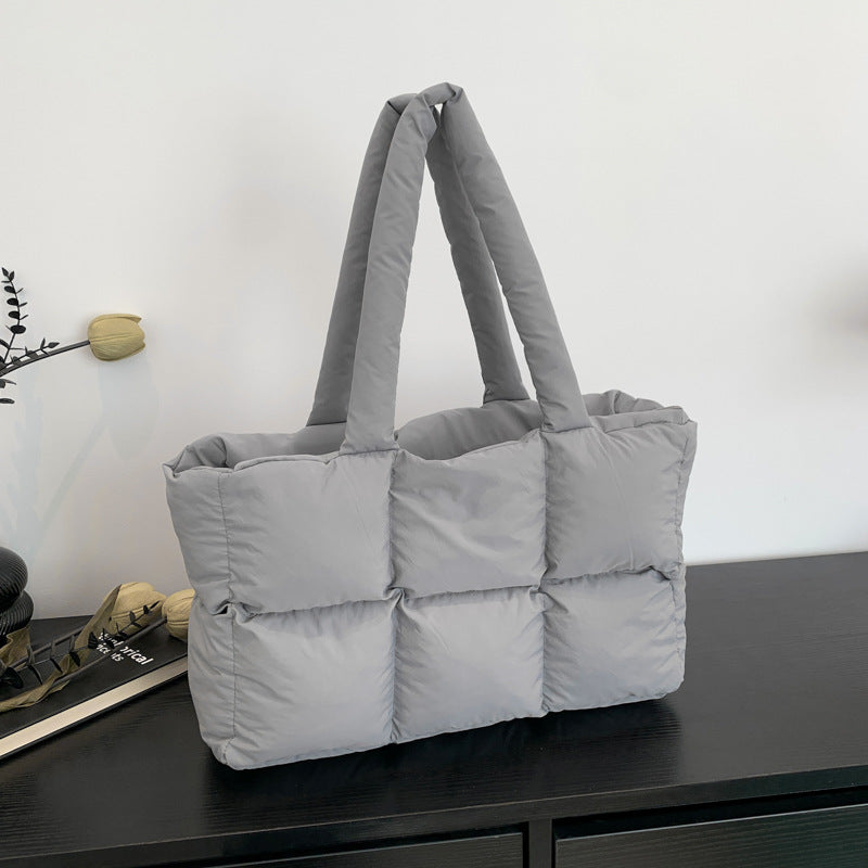 Bolsa Tote Acolchada Quilted Mujer Gran Capacidad Cierre Cremallera Street Trendy 8 Colores 39x25x13cm