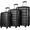Set de 3 Maletas Hardside Negras con Ruedas Dobles Spinner y Candado TSA 20/24/28 para Hombre y Mujer