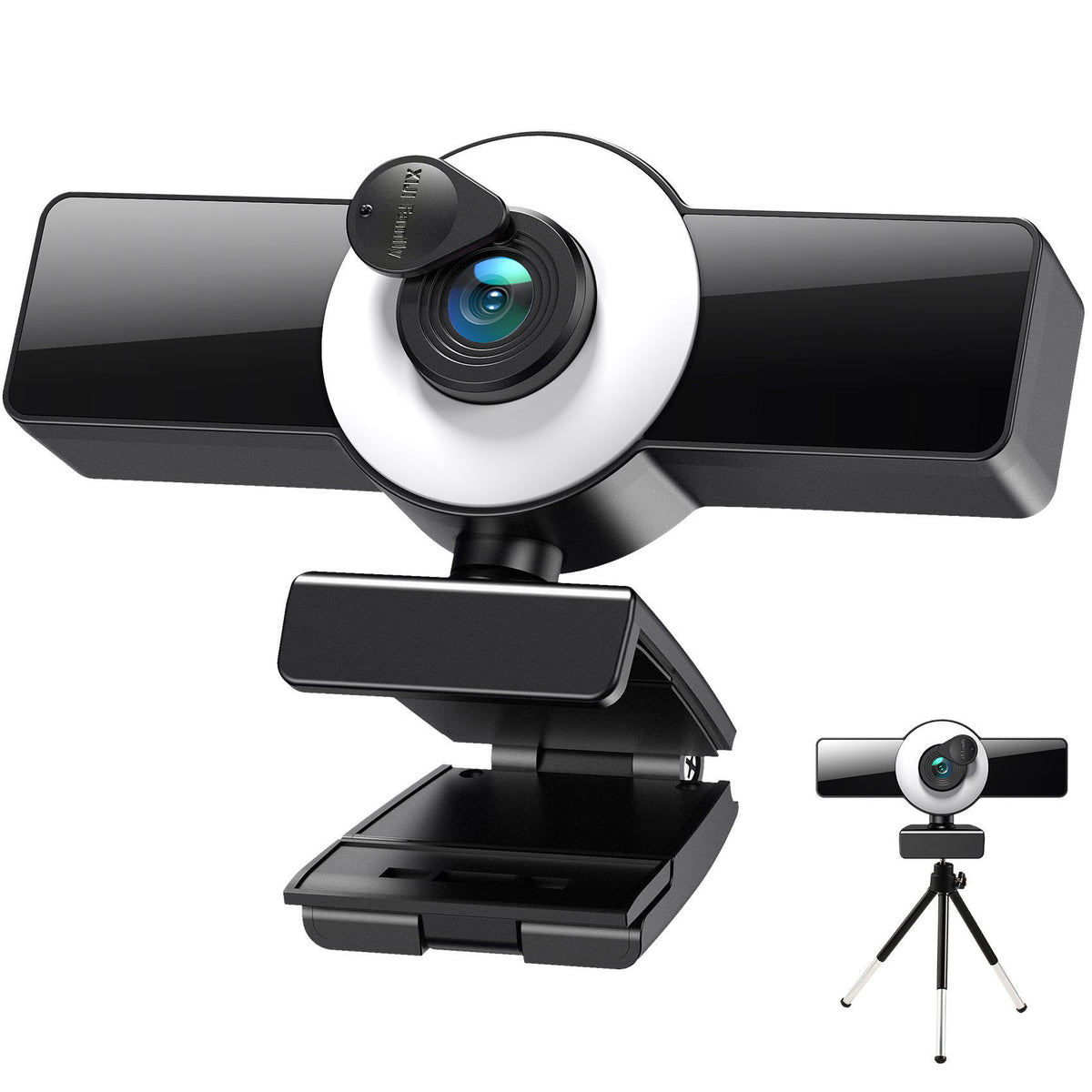 Webcam 4K Belleza Autofocus 1080p USB con Audio Integrado y Luz de Relleno para Streaming y Home Office