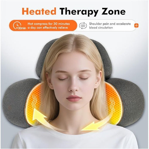 Almohada Cervical con Compresas de Calor y Masaje para Protección de Columna y Cuello Recargable