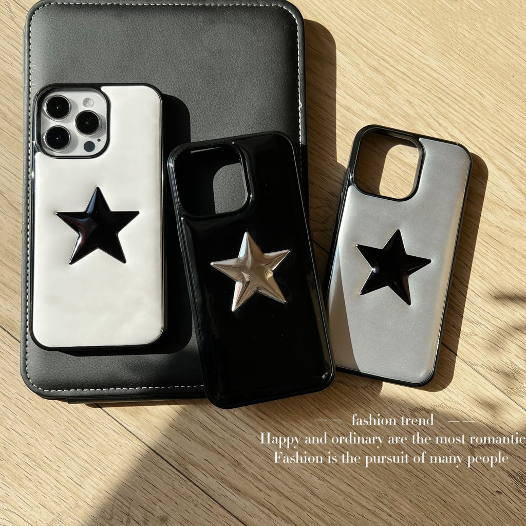 Funda Estrella de 5 Puntas para iPhone 13–17 Pro Max – Cuero Sintético, Protección Total, 3 Colores