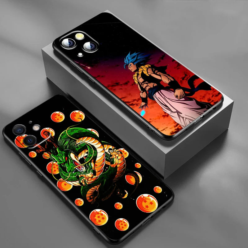 Funda Dragon Ball Z Arte Japonés para iPhone 6 7 8 Plus X XR XS 11 12 13 14 15 Pro Max – Negro