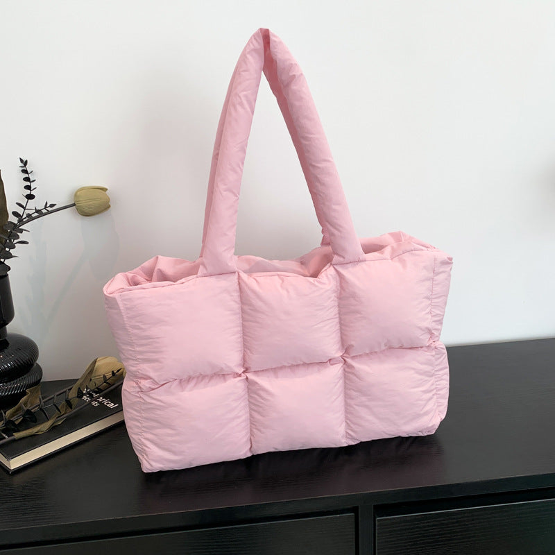 Bolsa Tote Acolchada Quilted Mujer Gran Capacidad Cierre Cremallera Street Trendy 8 Colores 39x25x13cm