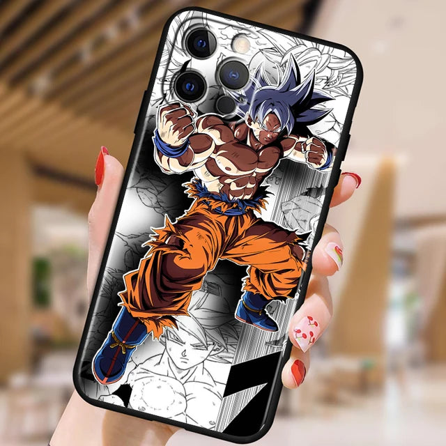 Funda Dragon Ball Z Arte Japonés para iPhone 6 7 8 Plus X XR XS 11 12 13 14 15 Pro Max – Negro