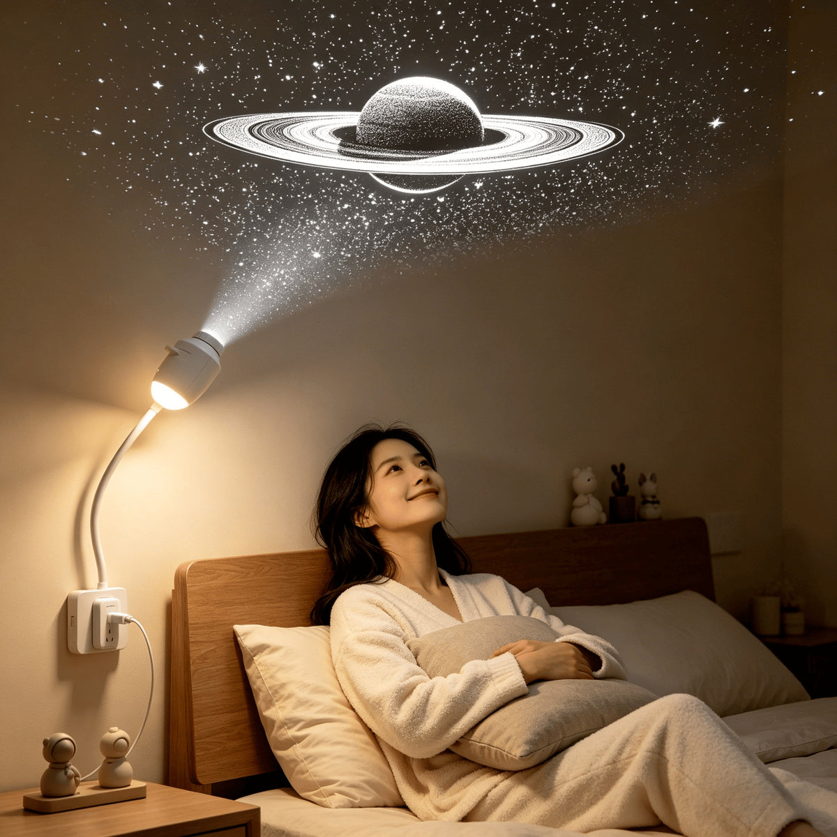 Lámpara Proyector de Estrellas Galaxia USB Luz Nocturna Ambiental para Habitación y Descanso