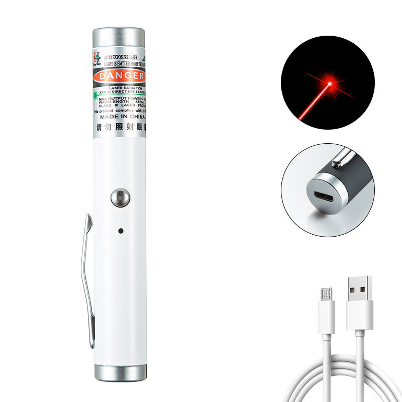 Puntero Láser Mini 2-en-1 Desmontable con Soporte Portátil Luz Verde o Roja USB | 5 Colores