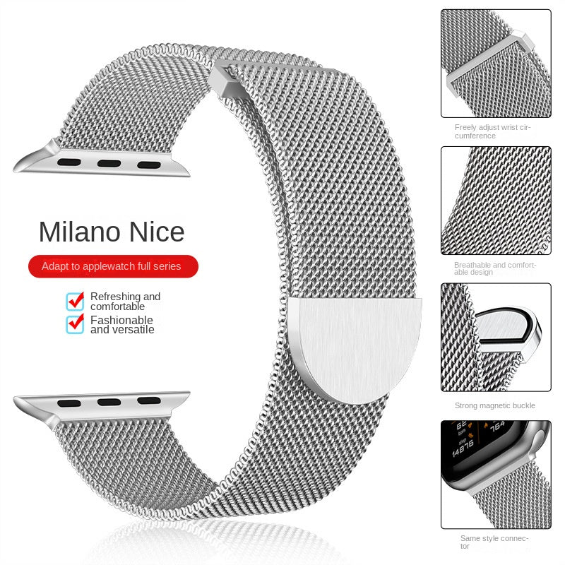 Correa Milanese de Acero Magnética para Apple Watch iWatch 11 – 38 a 49mm, 10 Colores, Cierre Magnético