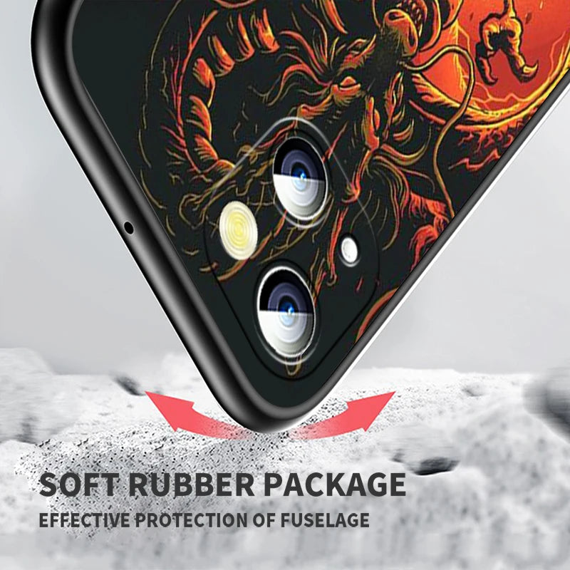 Funda Dragon Ball Z Arte Japonés para iPhone 6 7 8 Plus X XR XS 11 12 13 14 15 Pro Max – Negro