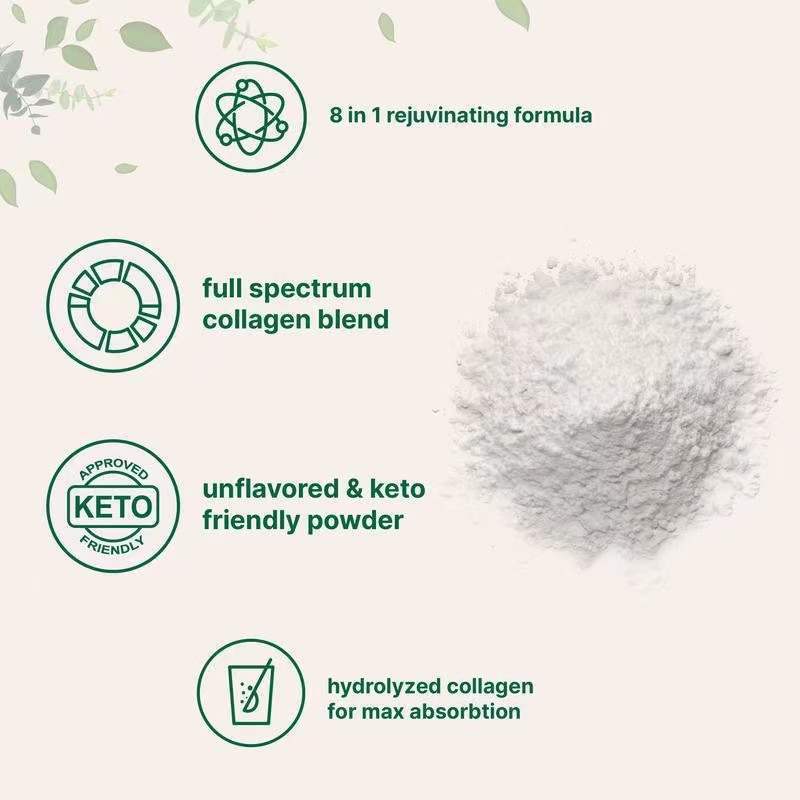 Polvo de Colágeno Múltiple – Tipos I, II, III, V, X con Biotina y Vitamina C