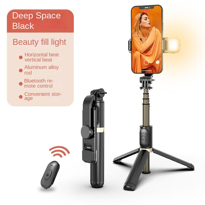 Selfie Stick Bluetooth Extensible con Luz de Relleno LED Trípode Universal para Streaming y Live