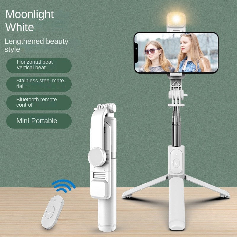 Selfie Stick Bluetooth Extensible con Luz de Relleno LED Trípode Universal para Streaming y Live