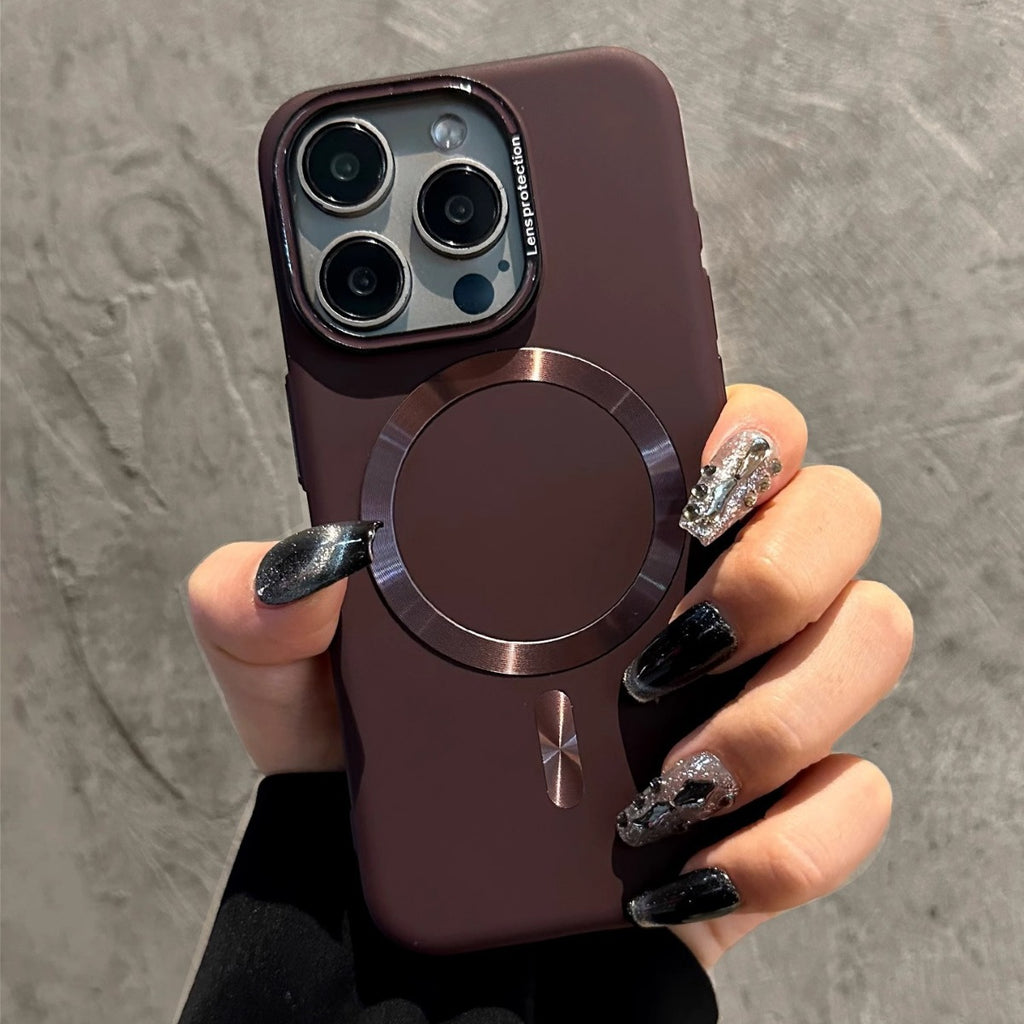 Funda Magnética Esmerilada para iPhone 12–16 Pro Max – PC, Cobertura Total, Anticaidas, 6 Colores