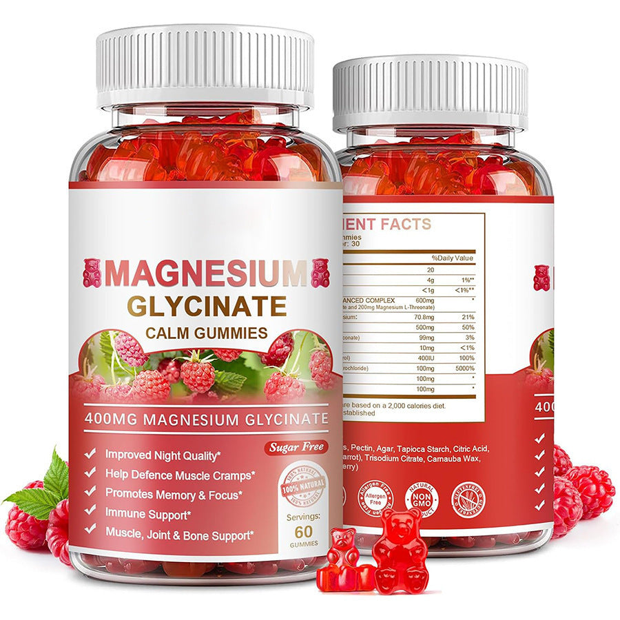 Gomitas de Magnesio Glicinato Kawaii Oso – 60 Piezas, Sabor Suave, Proteína