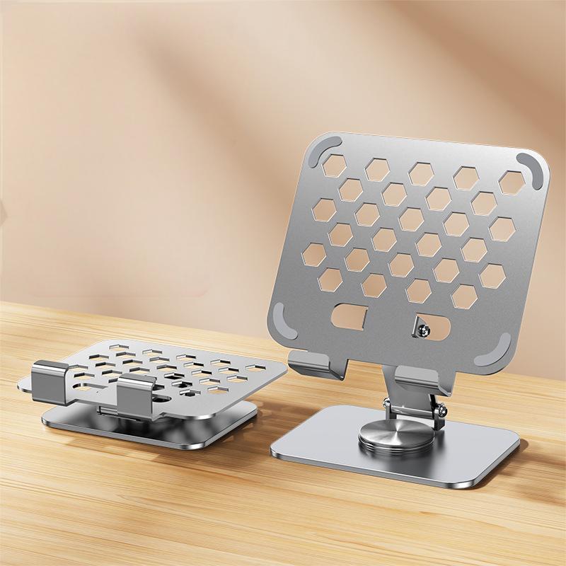 Soporte Tablet 360° Giratorio Plegable Todo Metal para iPad, Smartphone y Streaming Universal