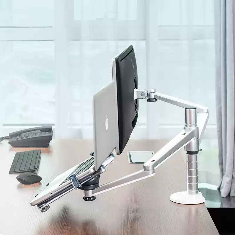 Brazo para Monitor y Laptop de Aleación de Aluminio – Doble Sección, Doble Pantalla, Oficina OA-3S/OA-7X