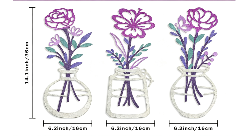 Decoración de Pared Flores de Metal 3 Piezas – Arte Minimalista Moderno para Interiores