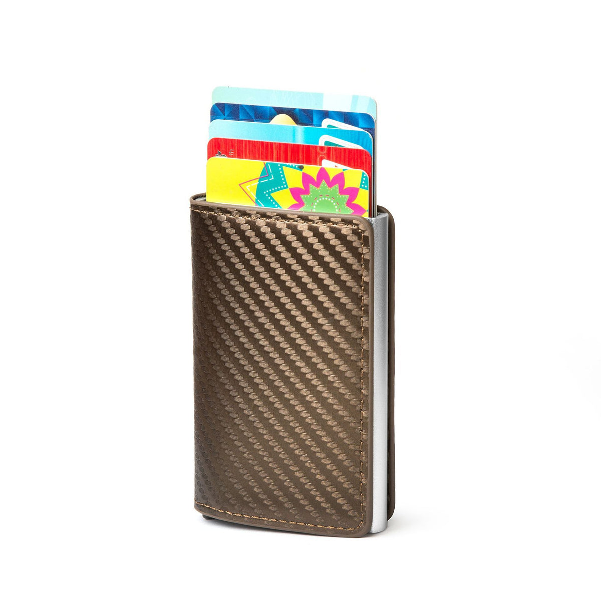 Cartera Tarjetera de Fibra de Carbono con Bloqueo RFID Anti-Magnético y Estuche de Aluminio para Hombre