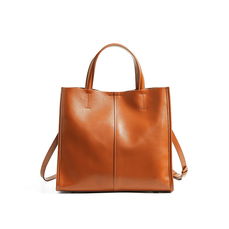 Bolso Tote Cuero Vegetal Vacuno Mujer 6 Colores Top-Grain Asa Hombro Bolsa Versátil