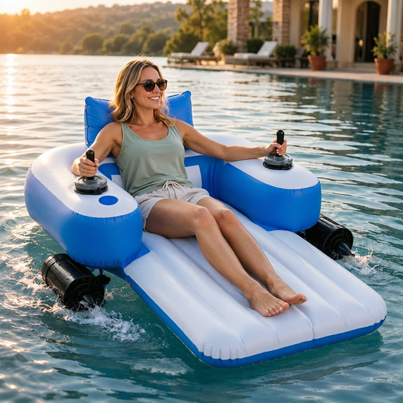 Silla Inflable Eléctrica con Hélice para Piscina y Lago | PowerFloat Crucero Manos Libres