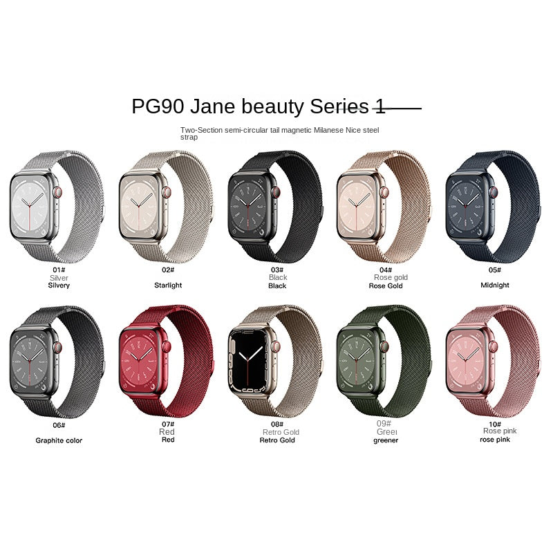 Correa Milanese de Acero Magnética para Apple Watch iWatch 11 – 38 a 49mm, 10 Colores, Cierre Magnético