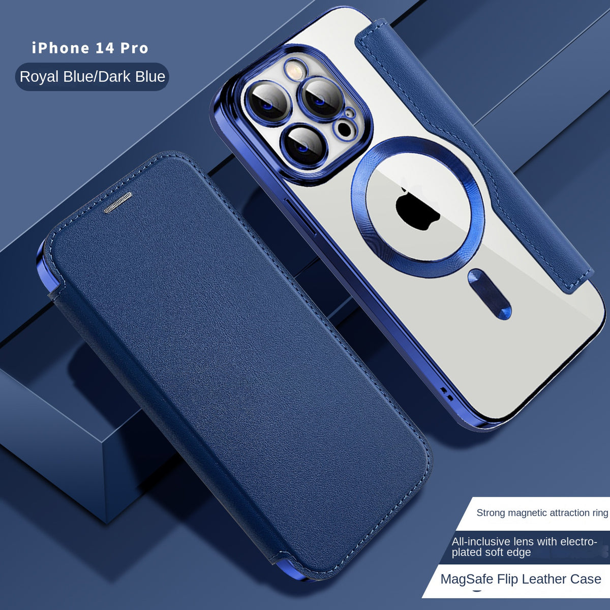 Funda Tipo Libro Magnética Electrogalvanizada para iPhone 11–16 – TPU + Piel, Cobertura Total, 9 Colores