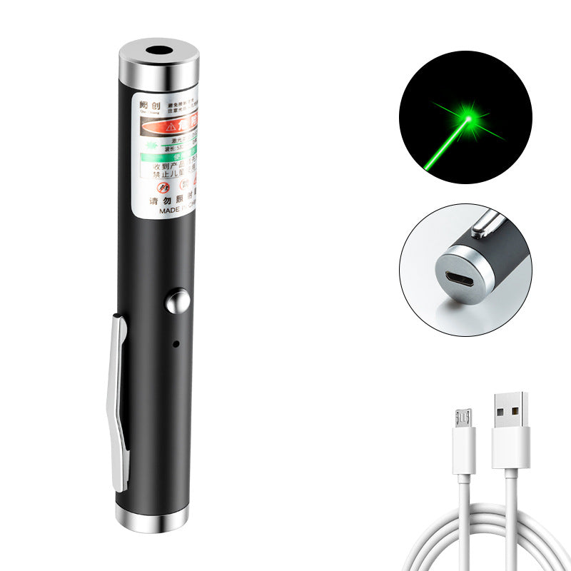 Puntero Láser Mini 2-en-1 Desmontable con Soporte Portátil Luz Verde o Roja USB | 5 Colores