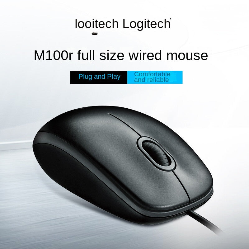 Mouse Logitech M100r con Cable USB Oficina Hogar Universal Laptop y PC Business