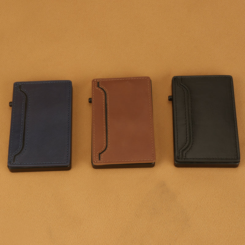 Cartera TOYFID con Cubierta de PU, Aluminio Pop-Up y Porta Tarjetas para Hombre