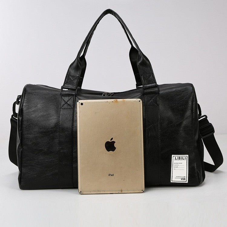 Bolsa de Viaje Cuero PU Gran Capacidad Separación Seco Húmedo Fitness Hombro Crossbody 45x25x26cm