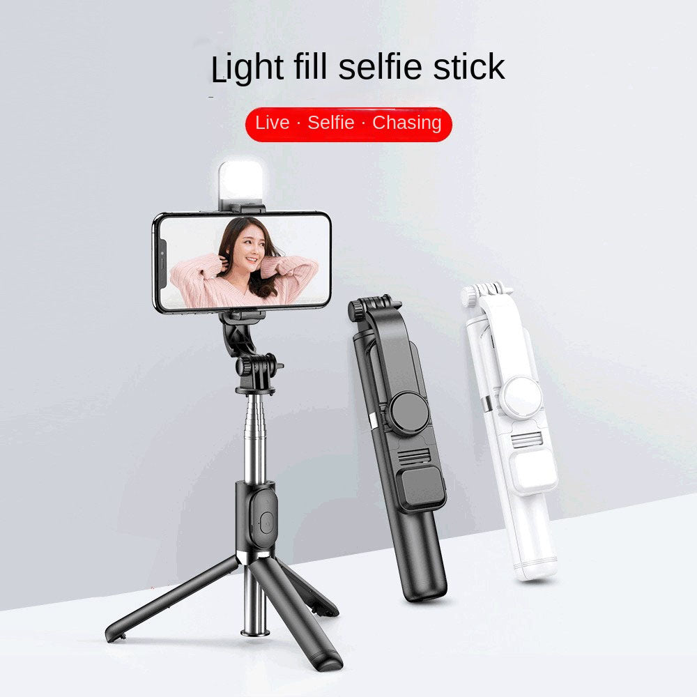 Selfie Stick Bluetooth Extensible con Luz de Relleno LED Trípode Universal para Streaming y Live